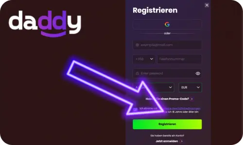 Daddy Casino Registrierung